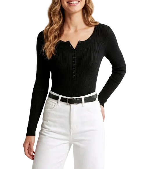 Trendy & Timeless Long Sleeve Round Neck Ribbed Blouses for Women - B1-TOP-V189