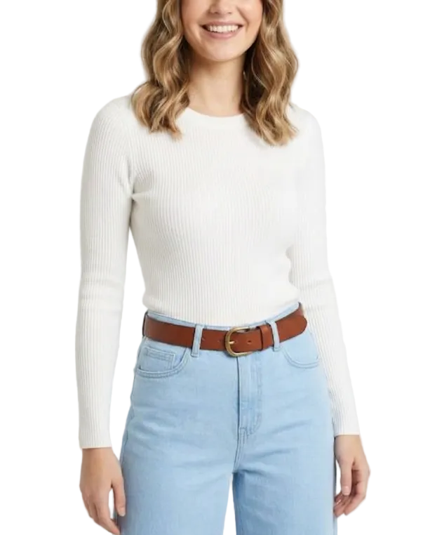 Trendy & Timeless Long Sleeve Crew Neck Ribbed Blouses for Women - B1-TOP-V191