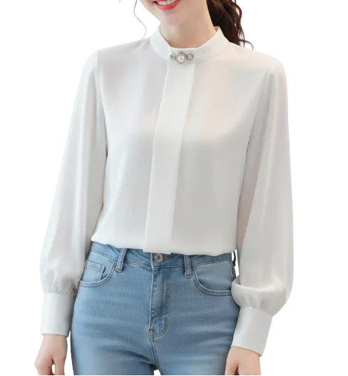 Trendy & Timeless Long Sleeve Dress Shirt Blouse-B1-TOP-BL402