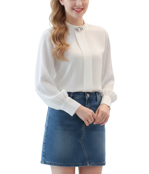 Trendy & Timeless Long Sleeve Dress Shirt Blouse-B1-TOP-BL402