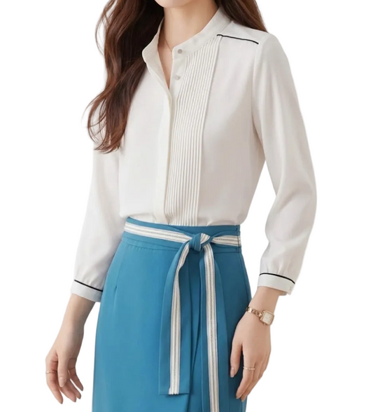 Trendy & Timeless Long Sleeve Pleated Blouses for Women - B15-TOP-82