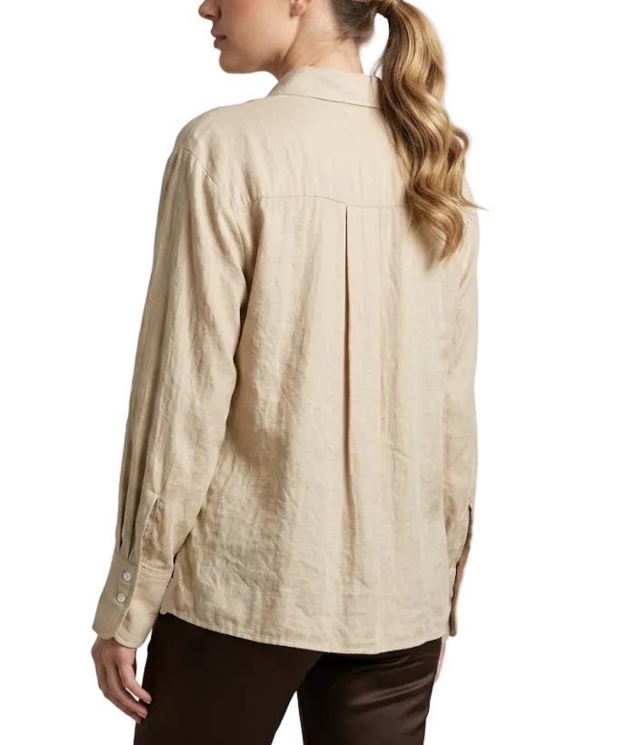 Trendy & Timeless Long Sleeve Pleated Button-up Collar Dress Shirts for Women - B15-TOP-24