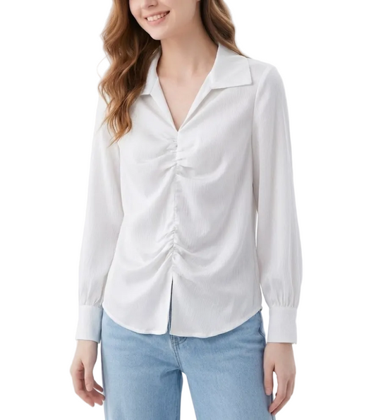 Trendy & Timeless Long Sleeve Pleated Dress Shirts for Women - B15-TOP-45
