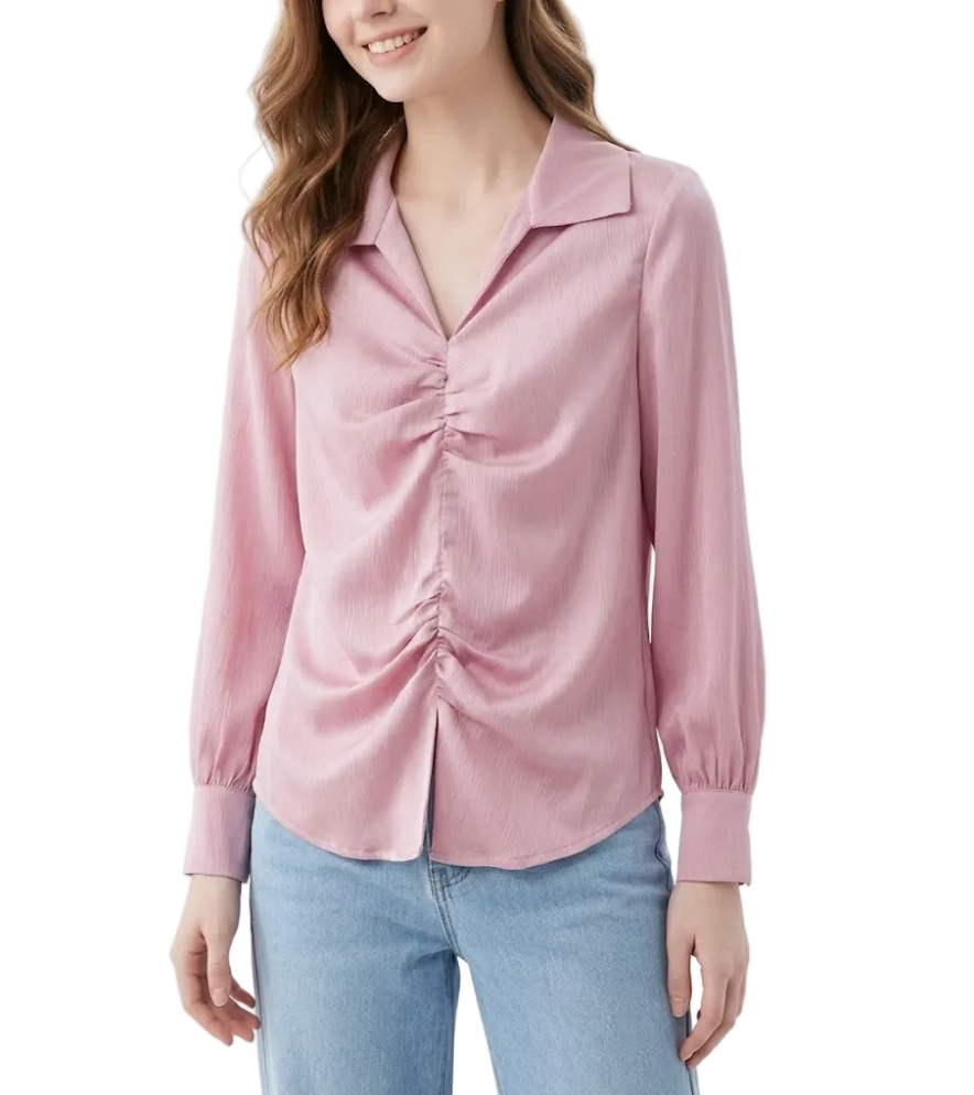 Trendy & Timeless Long Sleeve Pleated Dress Shirts for Women - B15-TOP-45