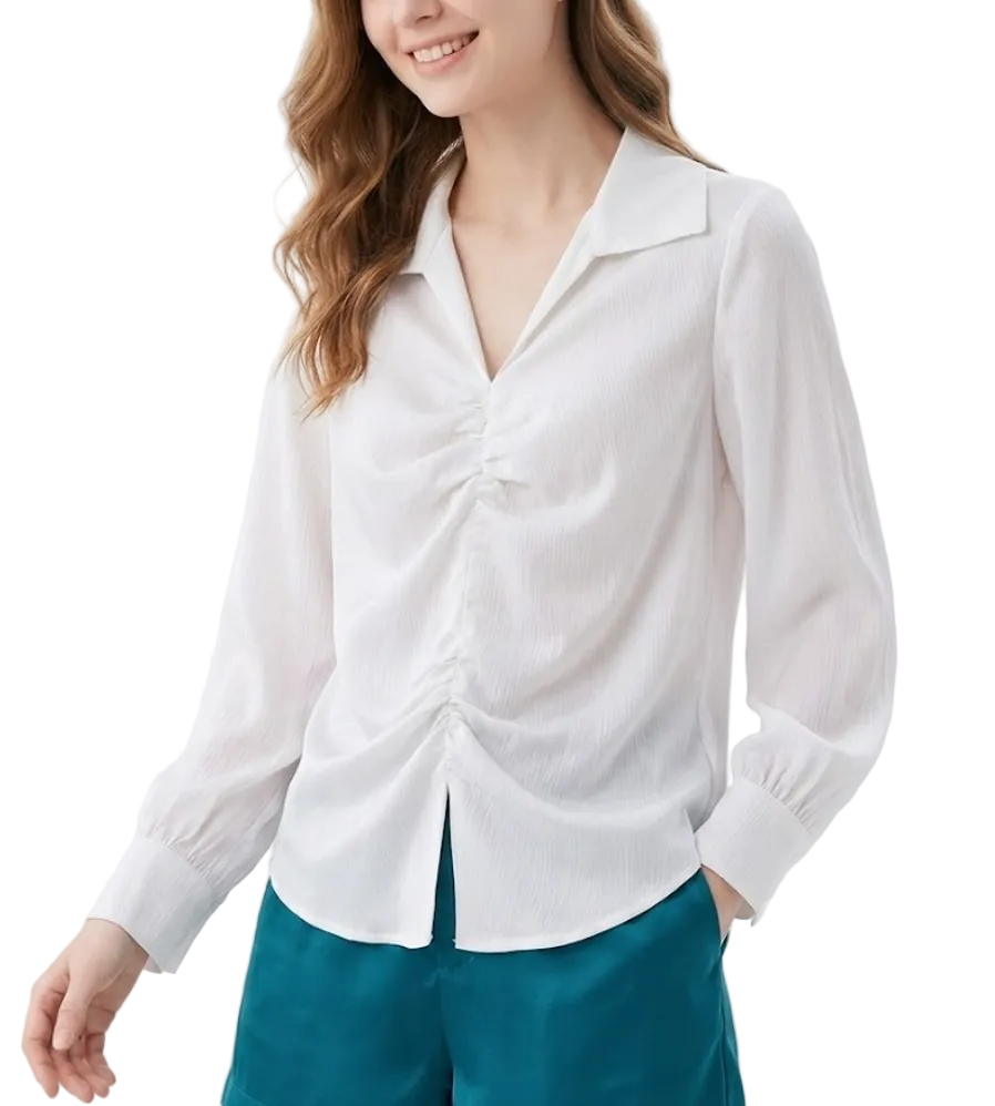 Trendy & Timeless Long Sleeve Pleated Dress Shirts for Women - B15-TOP-45