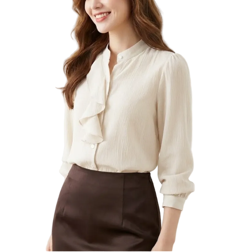 Trendy & Timeless Long Sleeve Ruffled Blouses Women - B15-TOP-50