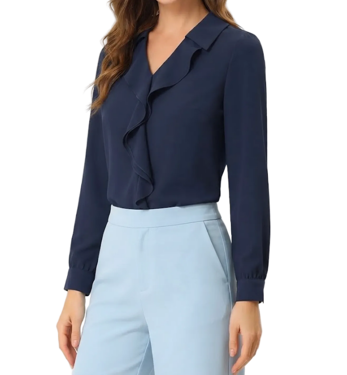 Trendy & Timeless Long Sleeve Ruffled Pullover Blouses for Women - B15-TOP-18