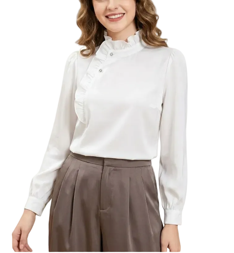 Trendy & Timeless Long Sleeve Ruffled Pullover Blouses for Women - B15-TOP-08