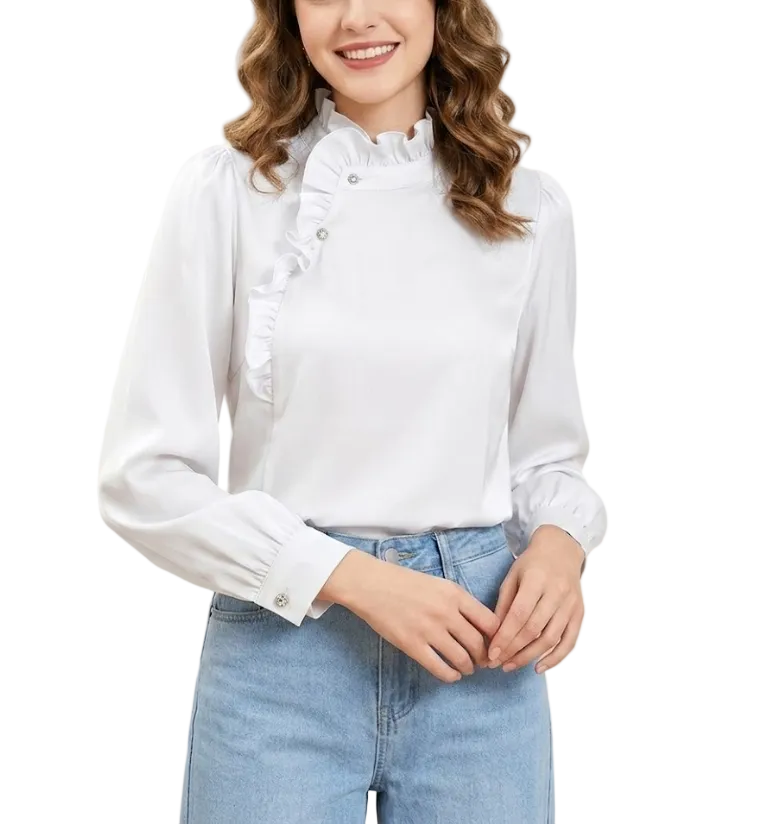 Trendy & Timeless Long Sleeve Ruffled Pullover Blouses for Women - B15-TOP-08