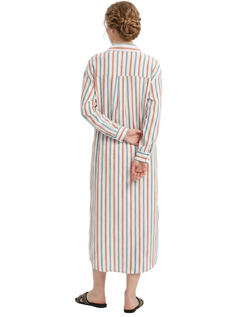 Trendy & Timeless  Long Sleeve Stripped Button Front Dresses - B6-DRESS-73