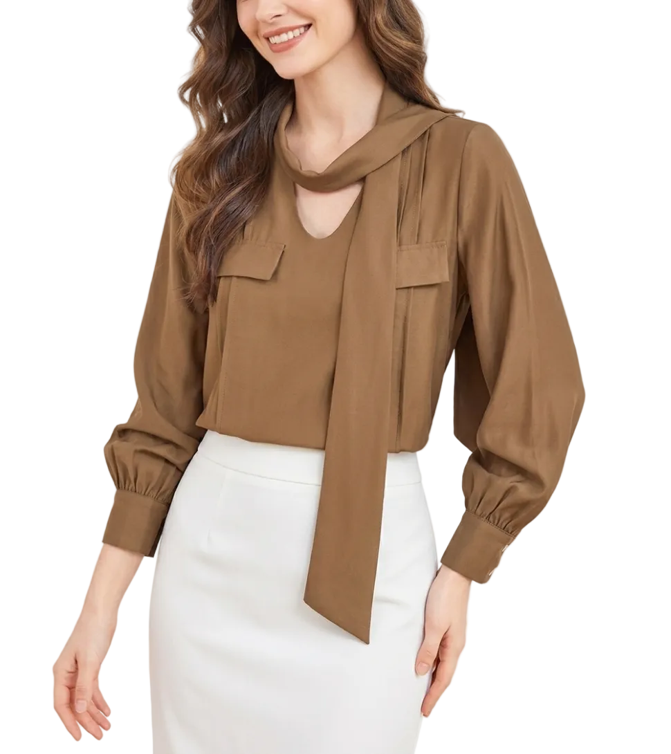Trendy & Timeless Long Sleeve V-neck Pullover Blouses for Women - B15-TOP-73