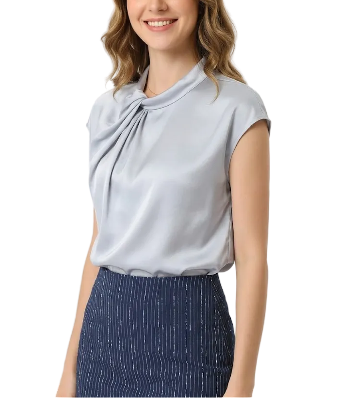 Trendy & Timeless Short Sleeve Elegant Pullover Blouse for Women  - B13-TOP-22