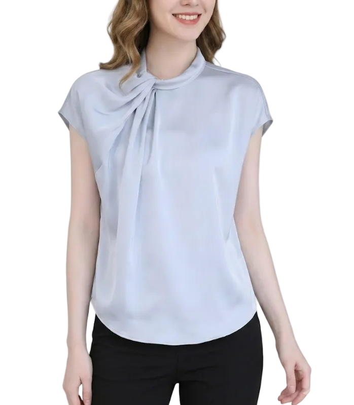 Trendy & Timeless Short Sleeve Elegant Pullover Blouse for Women  - B13-TOP-22