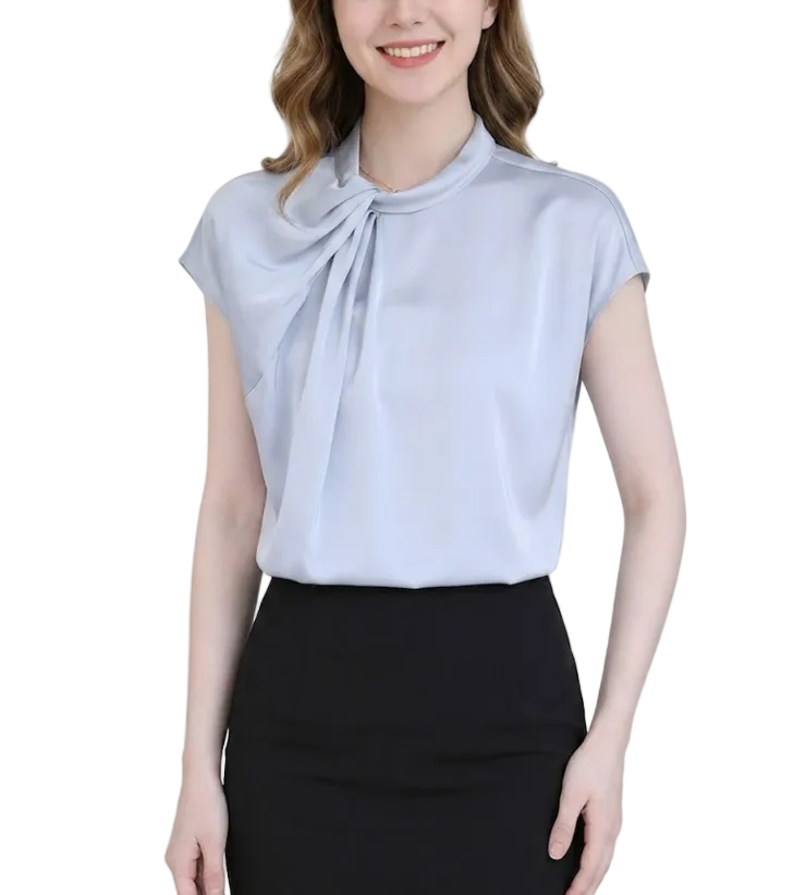 Trendy & Timeless Short Sleeve Elegant Pullover Blouse for Women  - B13-TOP-22