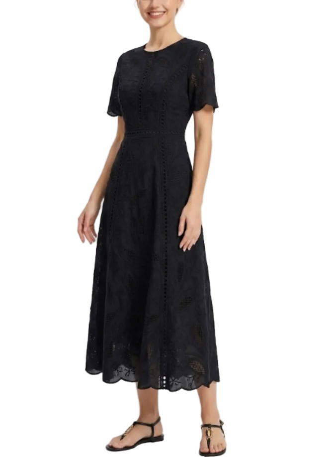 Trendy & Timeless Short Sleeve Embroidered Long Dresses - B6-DRESS-60