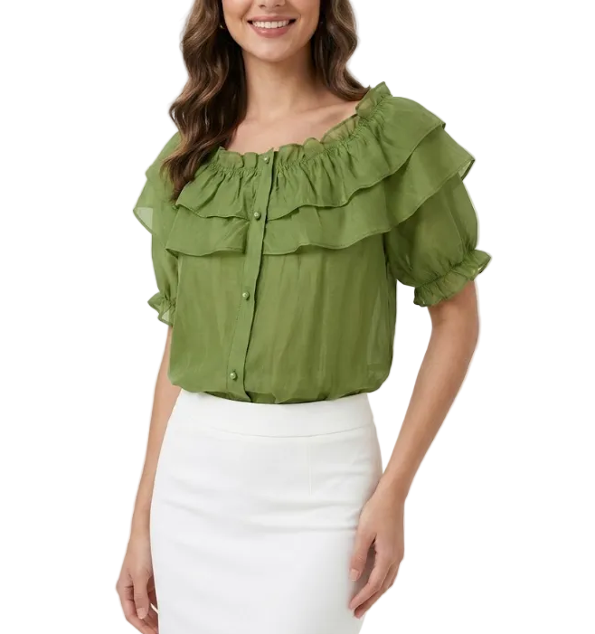 Trendy & Timeless Short Sleeve Ruffled Blouses for Women - B6-TOP-B818