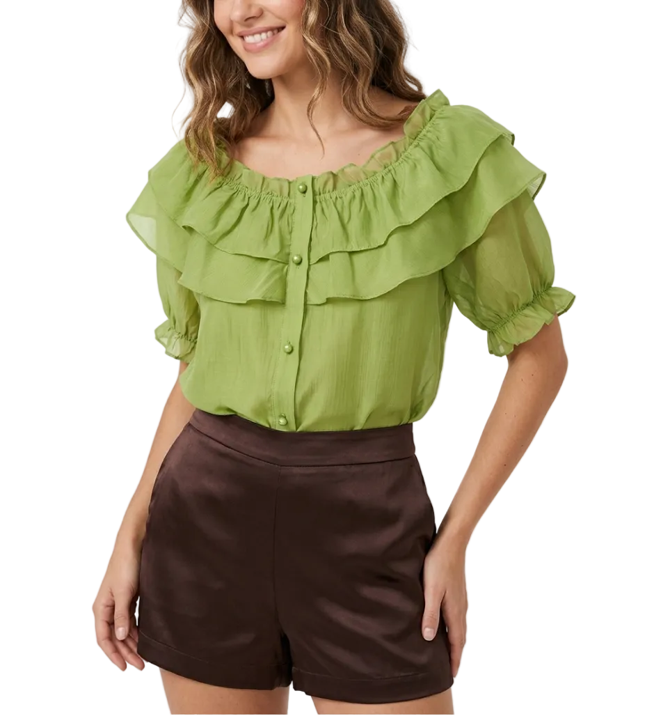 Trendy & Timeless Short Sleeve Ruffled Blouses for Women - B6-TOP-B818