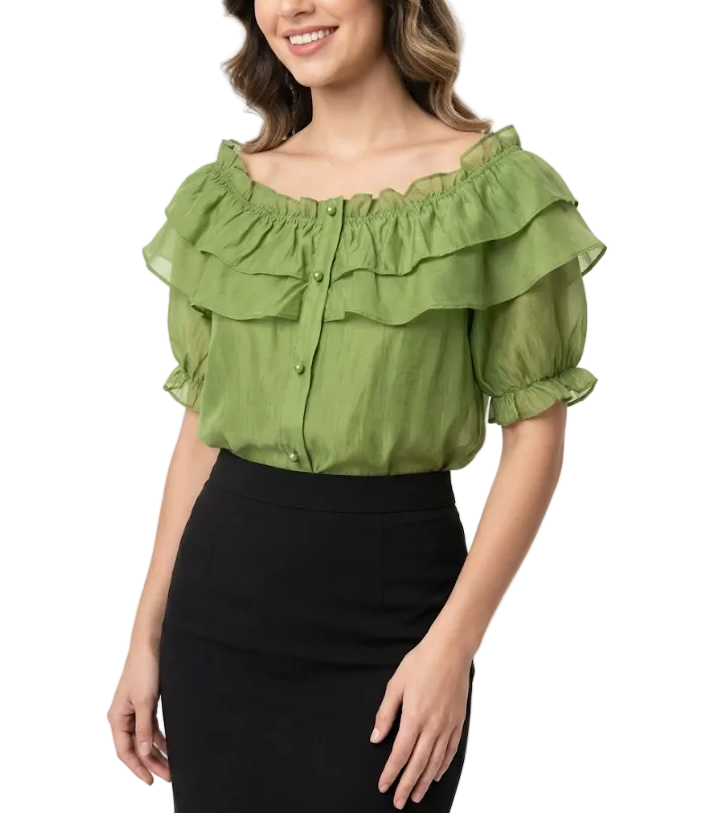 Trendy & Timeless Short Sleeve Ruffled Blouses for Women - B6-TOP-B818