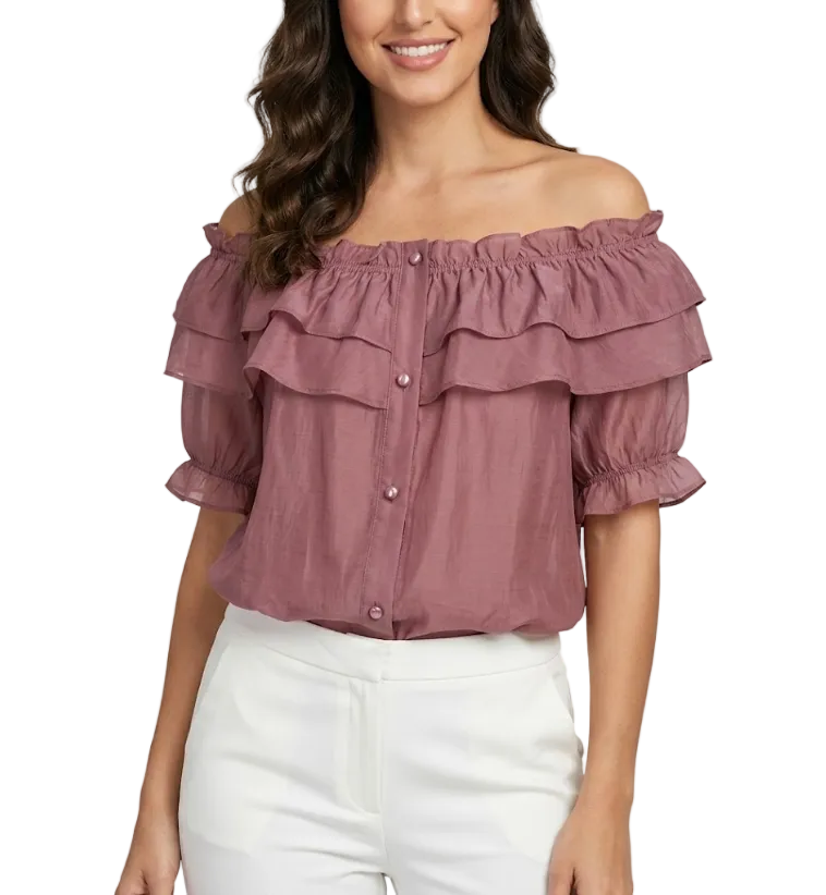 Trendy & Timeless Short Sleeve Ruffled Blouses for Women - B6-TOP-B818