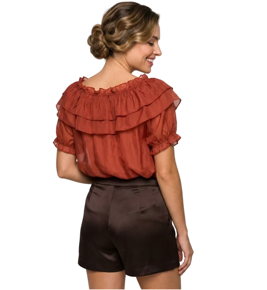 Trendy & Timeless Short Sleeve Ruffled Blouses for Women - B6-TOP-B818