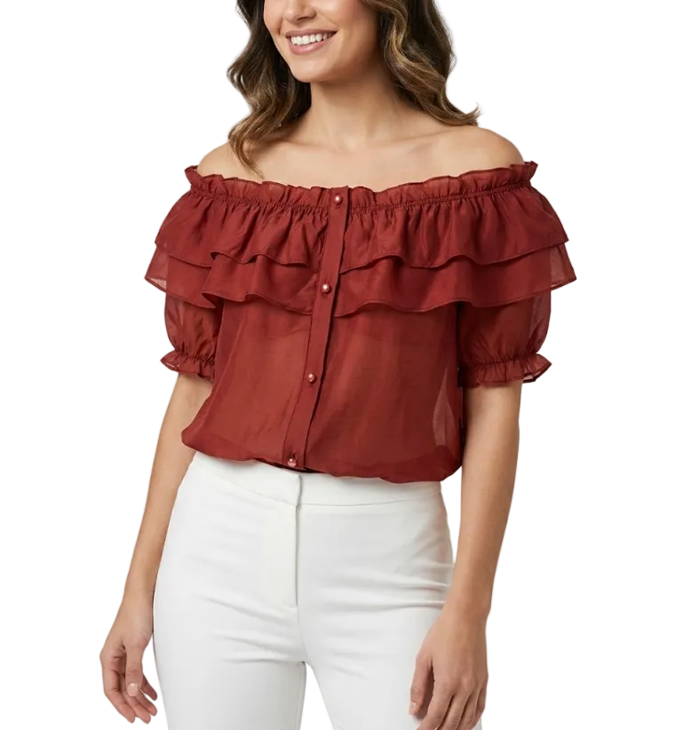 Trendy & Timeless Short Sleeve Ruffled Blouses for Women - B6-TOP-B818