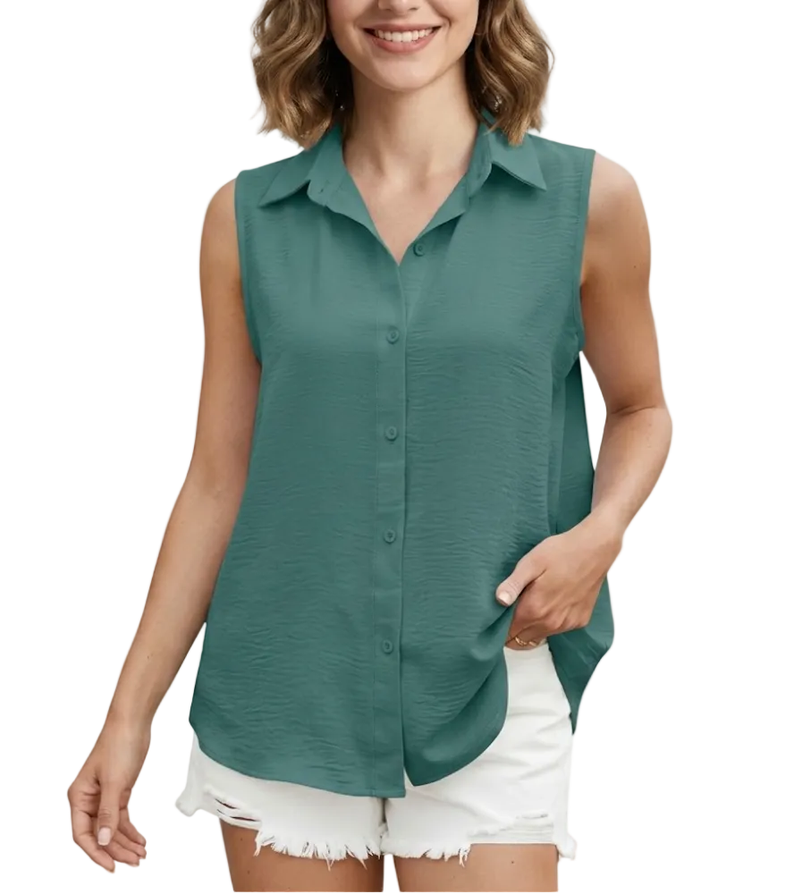 Trendy & Timeless Sleeveless Collar Shirt for Women TOP-B1-BL-233