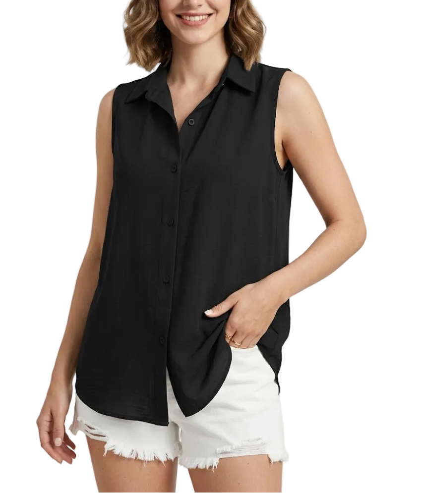 Trendy & Timeless Sleeveless Collar Shirt for Women TOP-B1-BL-233