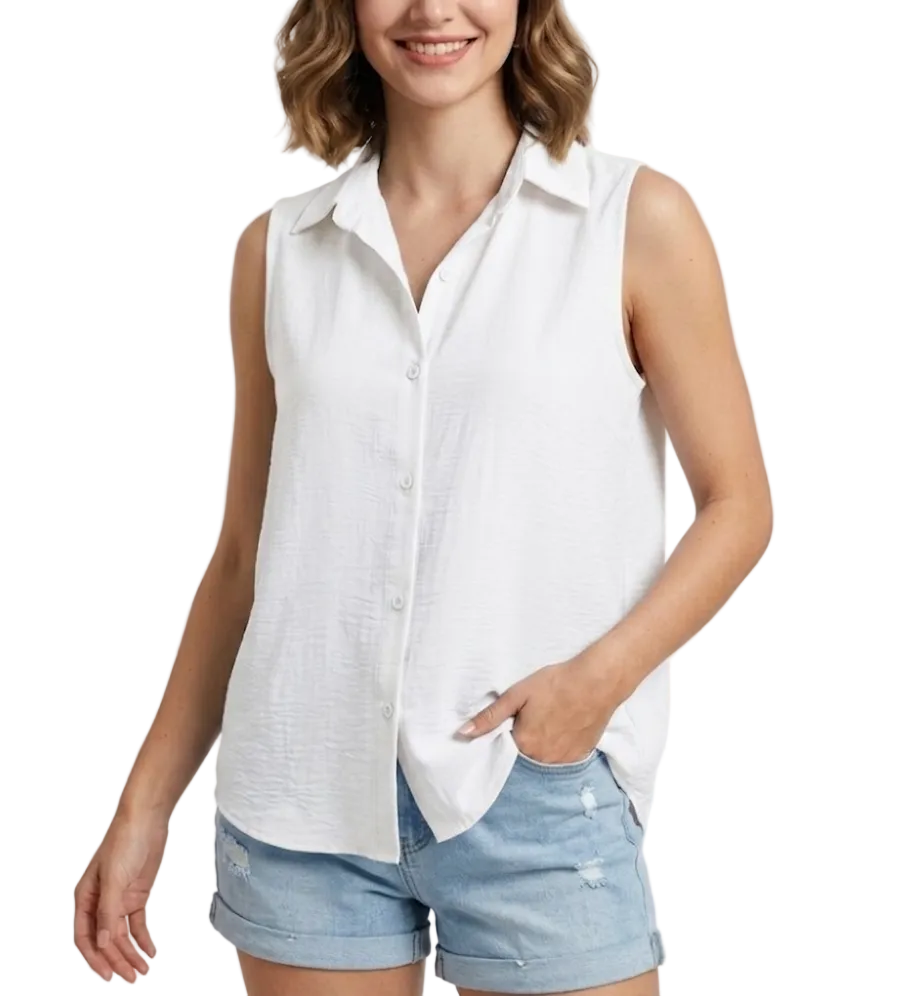 Trendy & Timeless Sleeveless Collar Shirt for Women TOP-B1-BL-233