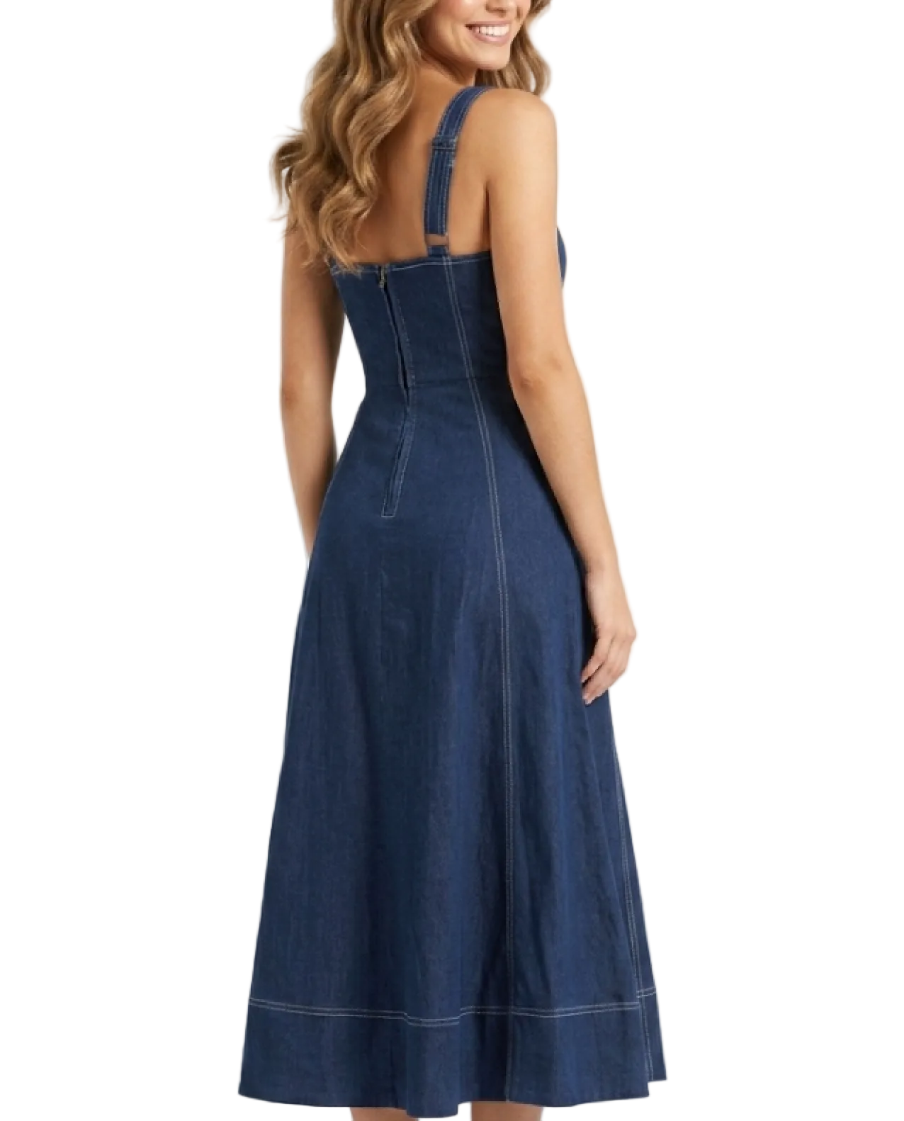 Trendy & Timeless Sleeveless Slim Waist Button Front Denim Dresses - B6-DRESS-30