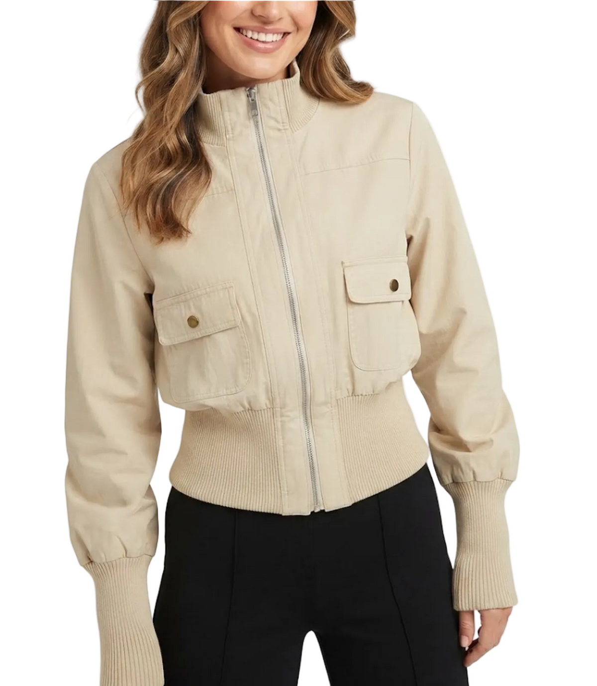 Trendy & Timeless Turn-down Collar Zip-Up Front Pockets  Versatile Jackets for Women - BP-B20 -JKT-01