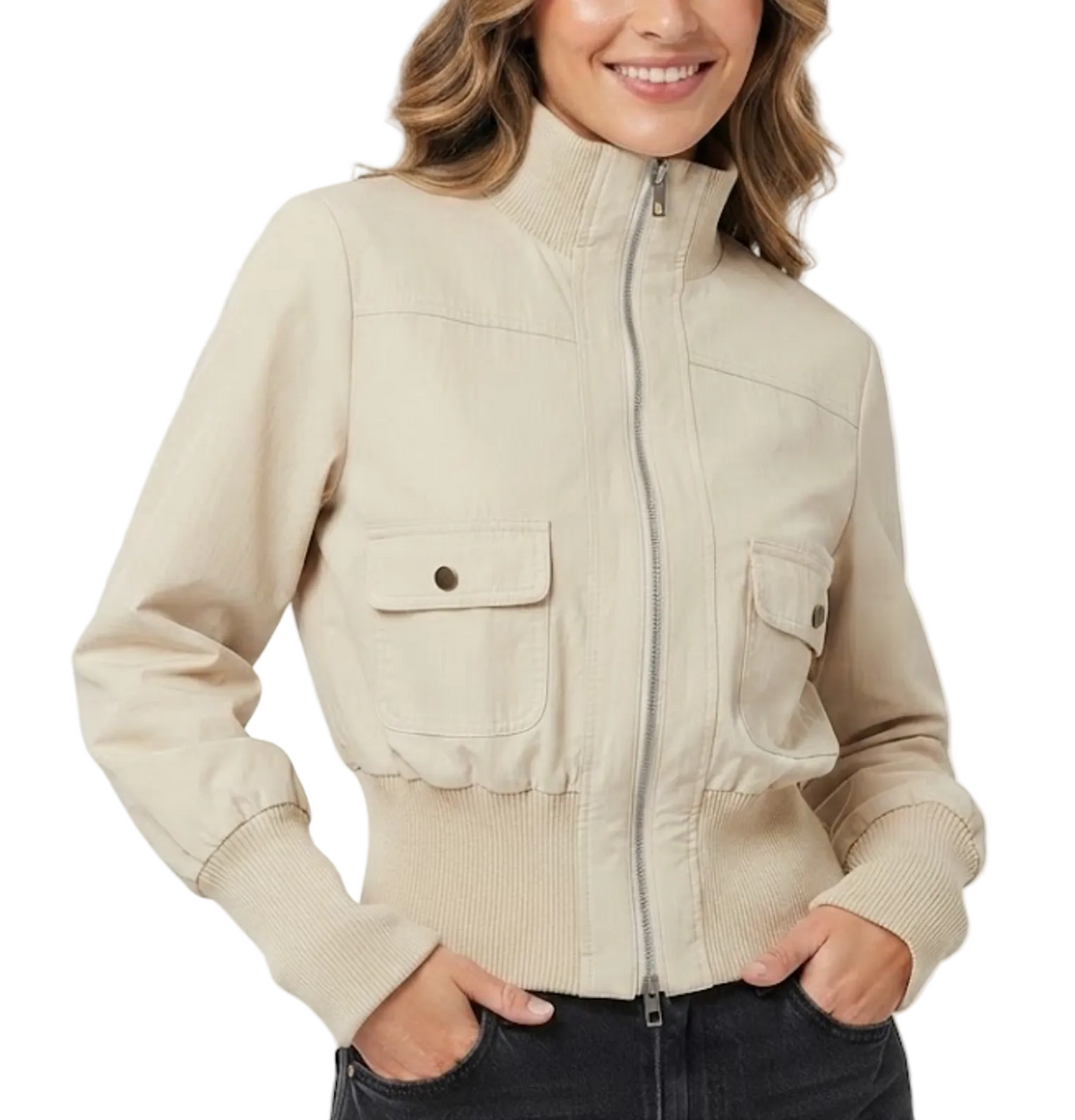 Trendy & Timeless Turn-down Collar Zip-Up Front Pockets  Versatile Jackets for Women - BP-B20 -JKT-01