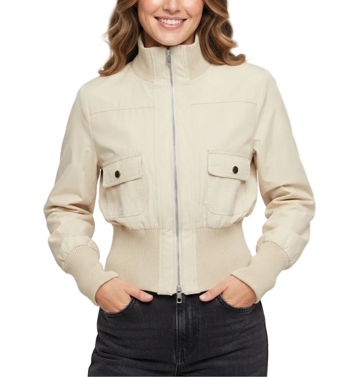 Trendy & Timeless Turn-down Collar Zip-Up Front Pockets  Versatile Jackets for Women - BP-B20 -JKT-01