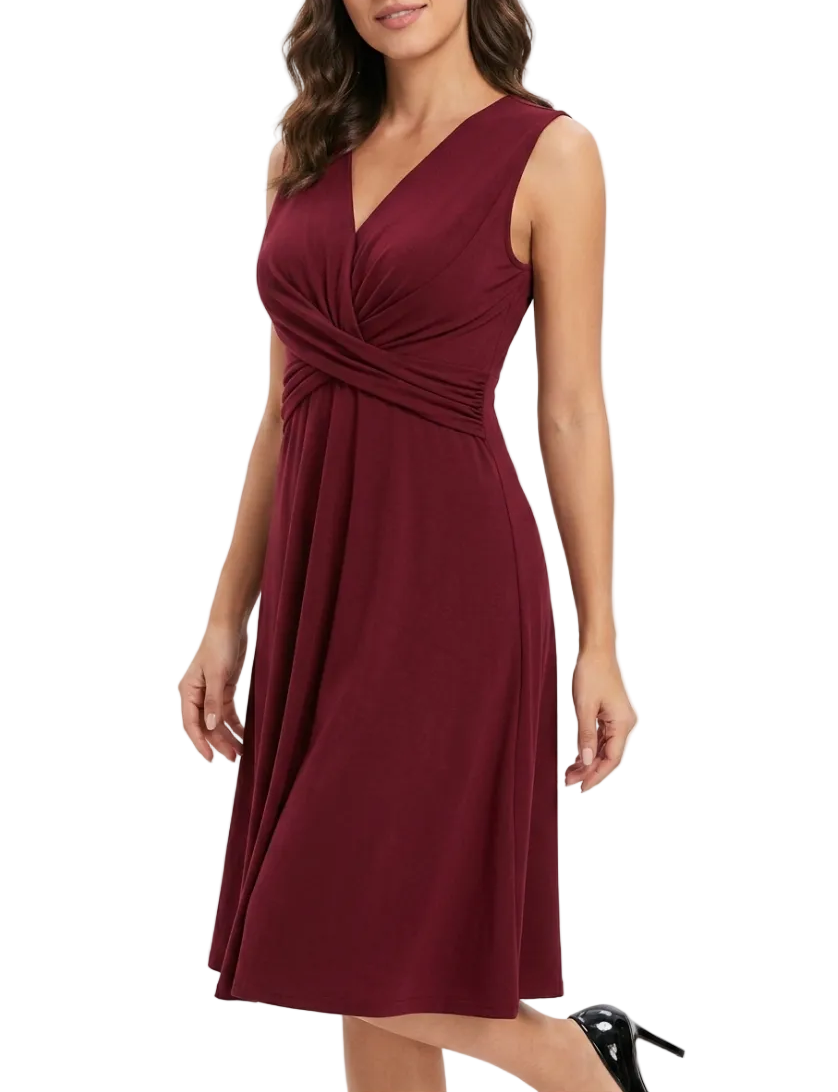 Trendy & Timeless V-neck Slim Waist Sleeveless A-line Dresses B1-DRESS-N-01