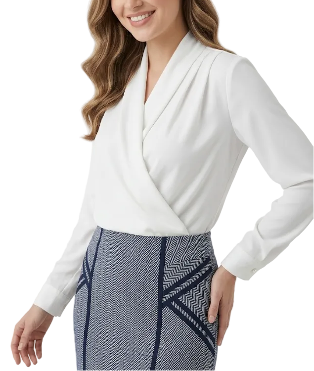 Trendy & Timeless Versatile V Neck Long Sleeve Pullover Chiffon Blouses- SM8-TOP-49AA