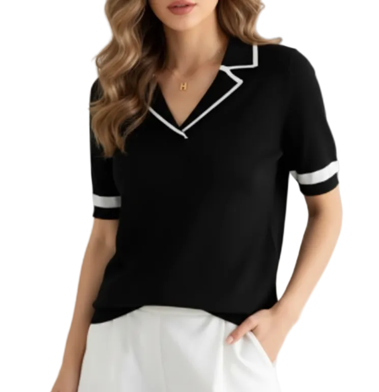 Trendy & Timeless Women’s Elegant Ice Silk Knitted Top SHIRT-BL114