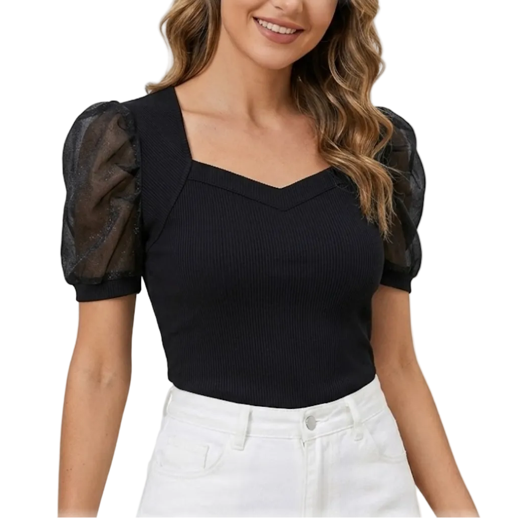Trendy & Timeless Women's Elegant Short Sleeve Top SHIRT-BL133
