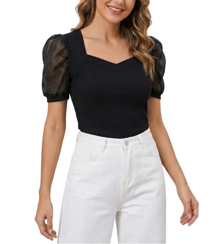Trendy & Timeless Women's Elegant Short Sleeve Top SHIRT-BL133