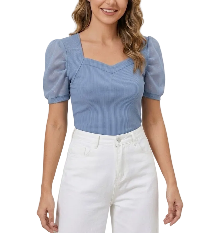 Trendy & Timeless Women's Elegant Short Sleeve Top SHIRT-BL133