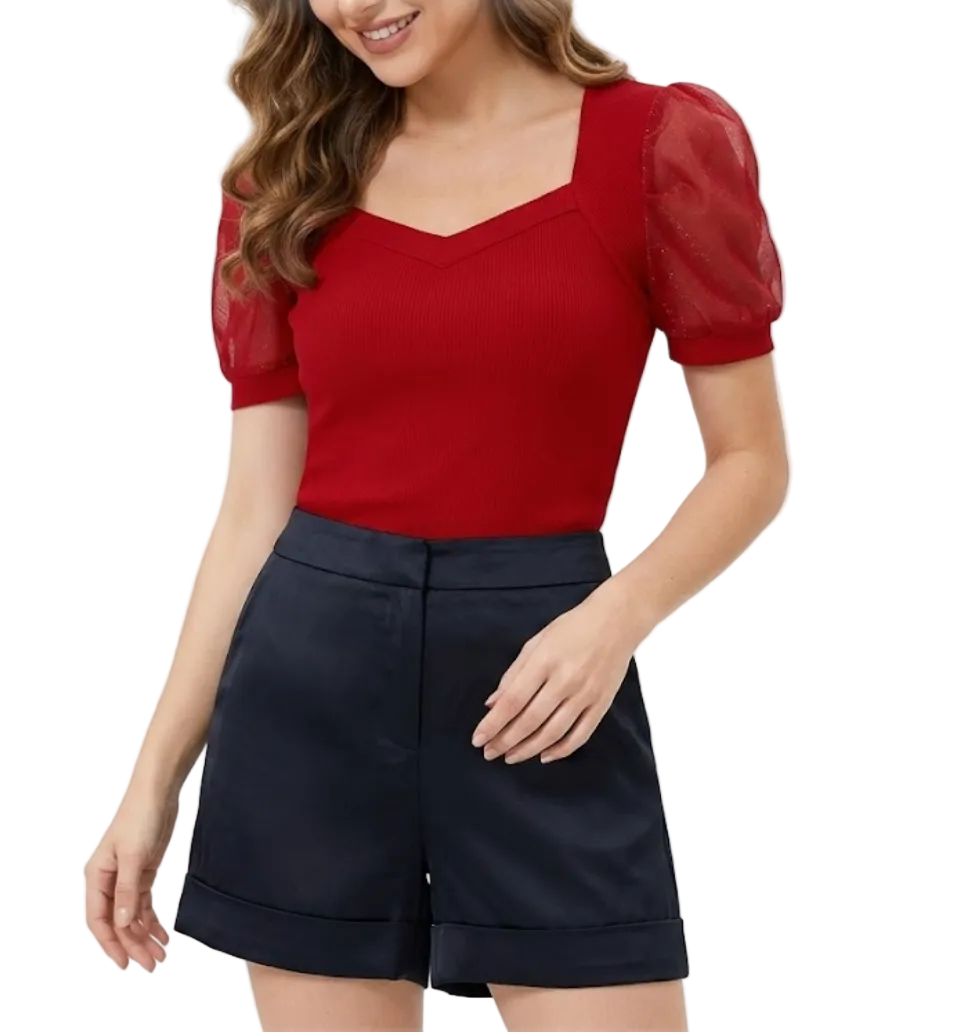 Trendy & Timeless Women's Elegant Short Sleeve Top SHIRT-BL133