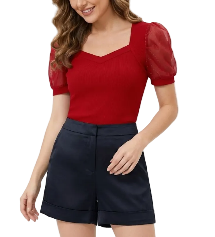 Trendy & Timeless Women's Elegant Short Sleeve Top SHIRT-BL133