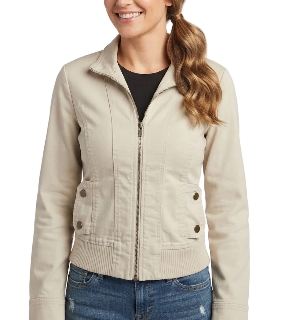 Trendy & Timeless  Zip-Up Buttoned Pockets  Tapered Waist Versatile Jackets for Women - BP-B20 -JKT-03