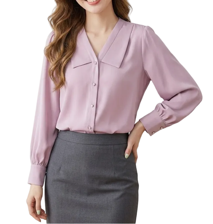 Trendy & Timeless Long Sleeve Collar Dress Shirts for Women - B15-TOP-69