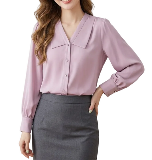 Trendy & Timeless Long Sleeve Collar Dress Shirts for Women - B15-TOP-69