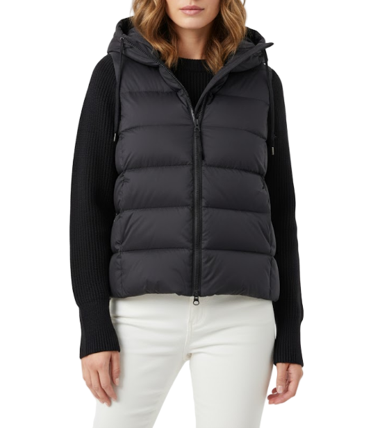 Ultra Light Warm Spliced Knitted Sleeves Hooded Parkas 90% White Duck Down Lightweight Jacket for Women - B12-JKT-65