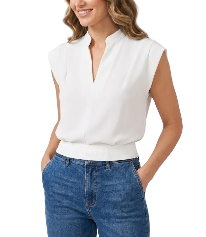 V-neck Sleeveless Women's T-shirt - B6-TOP-B652