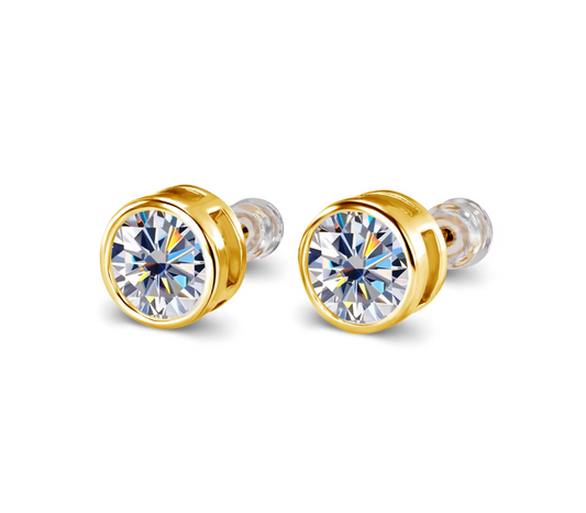 18K Gold Au750 Gold 0.3/0.5 Carat D Color Vvs1 Moissanite Diamond Stud Earrings - B1-G-ER-01