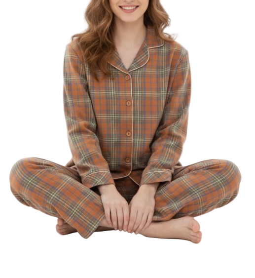 Comfy 100% Cotton Long Sleeve Pajama Set for Women -PJS-22-AAA
