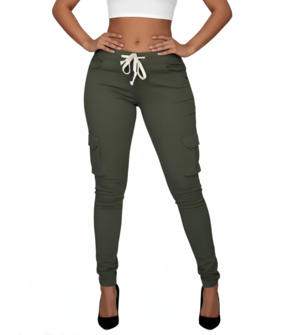 Women’s Drawstring Skinny Cargo Pants JEANS-JP-07