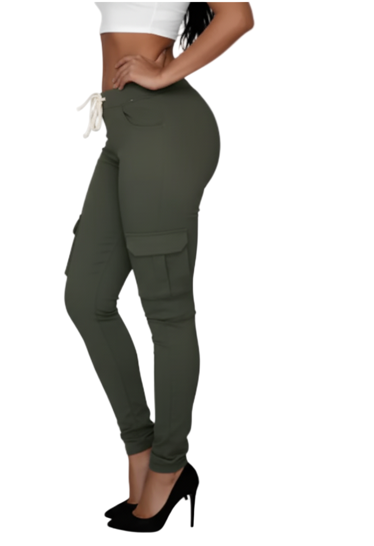 Women’s Drawstring Skinny Cargo Pants JEANS-JP-07