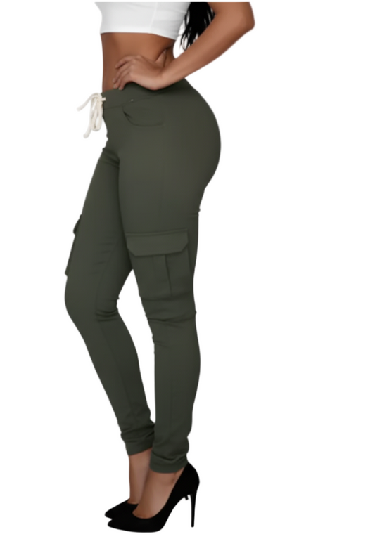 Women’s Drawstring Skinny Cargo Pants JEANS-JP-07